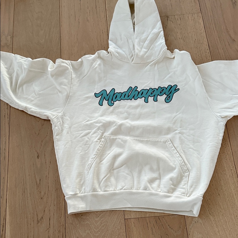 Madhappy White Hoodie with Blue Logo